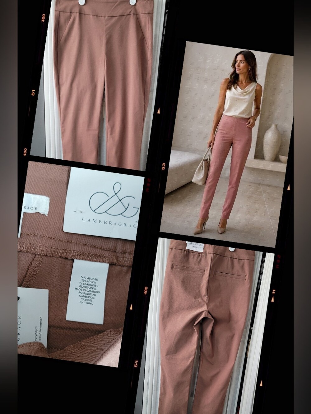 New w/t Camber & Grace Dusty Pink Sophisticated Pull On Pants Size S